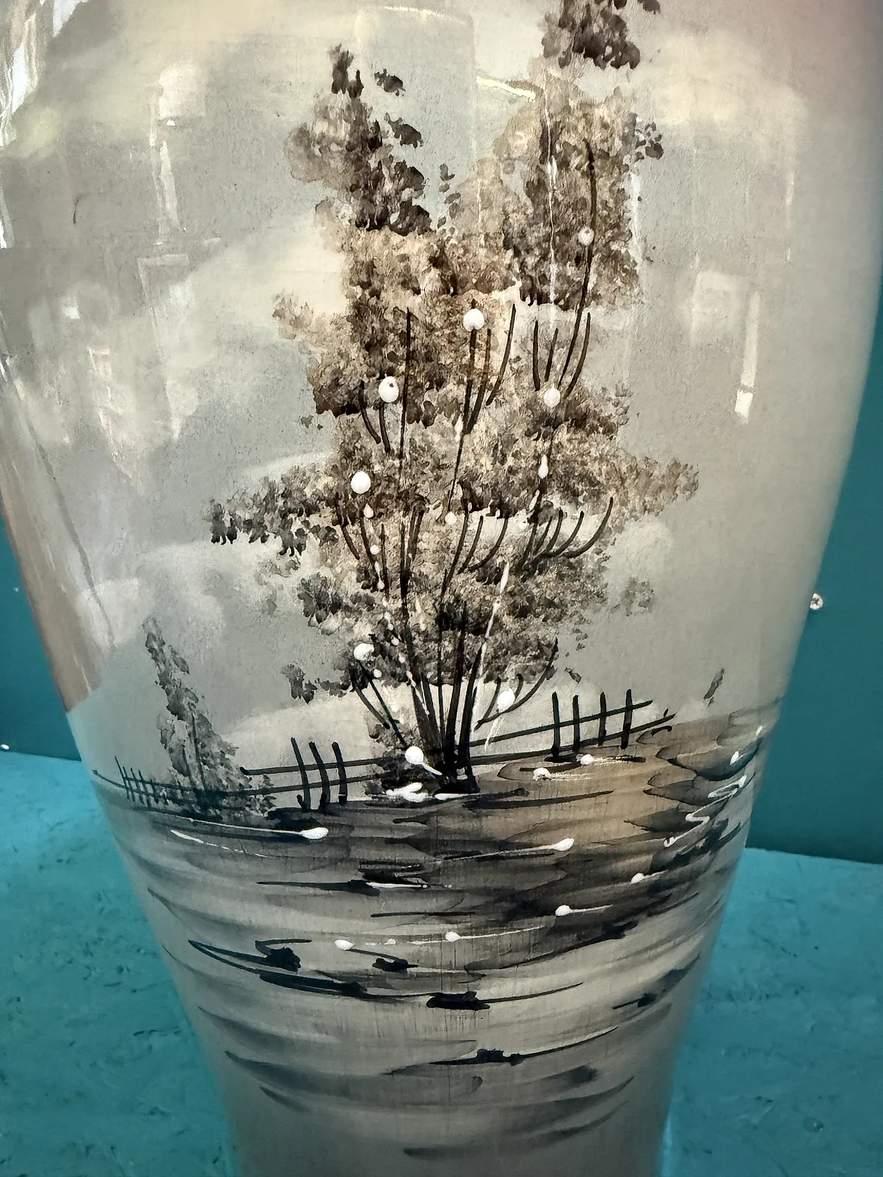 Painted ceramic umbrella stand vase, 1950s 10