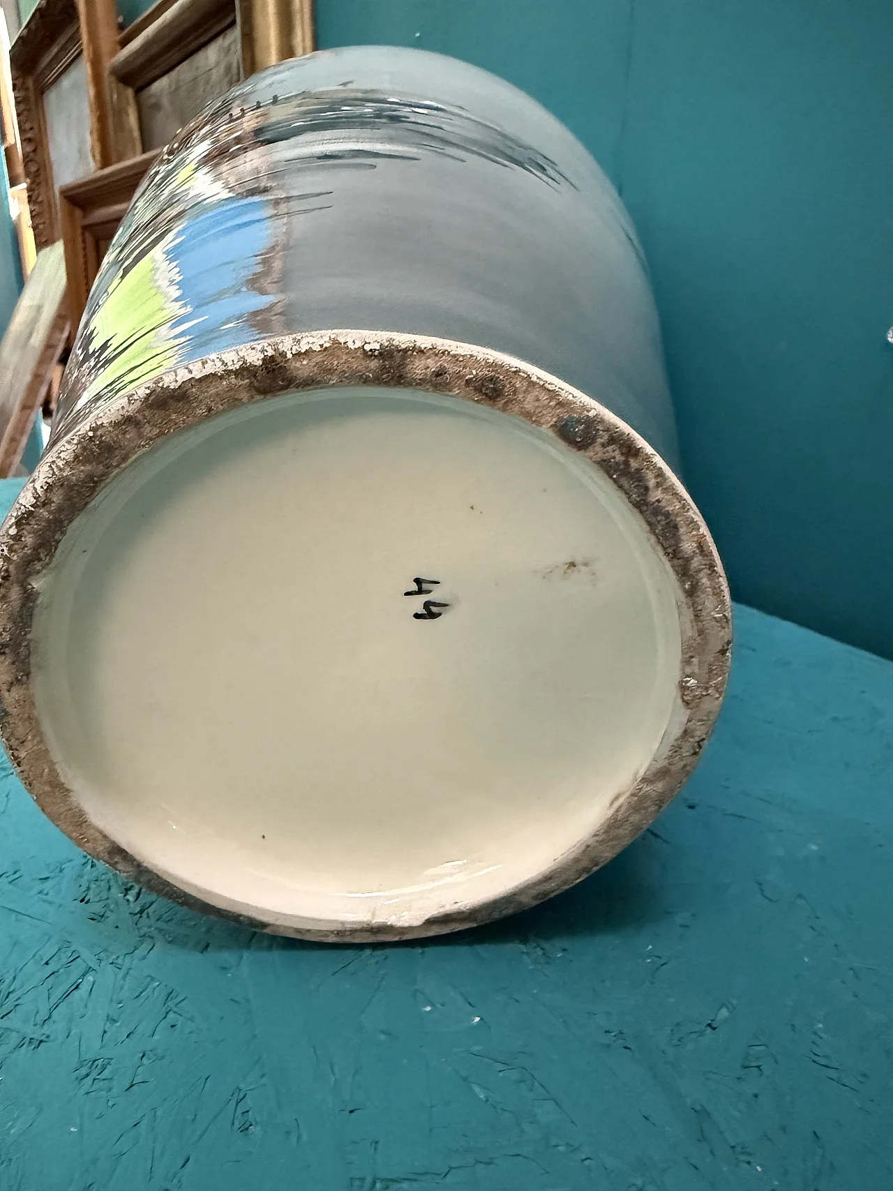 Painted ceramic umbrella stand vase, 1950s 11