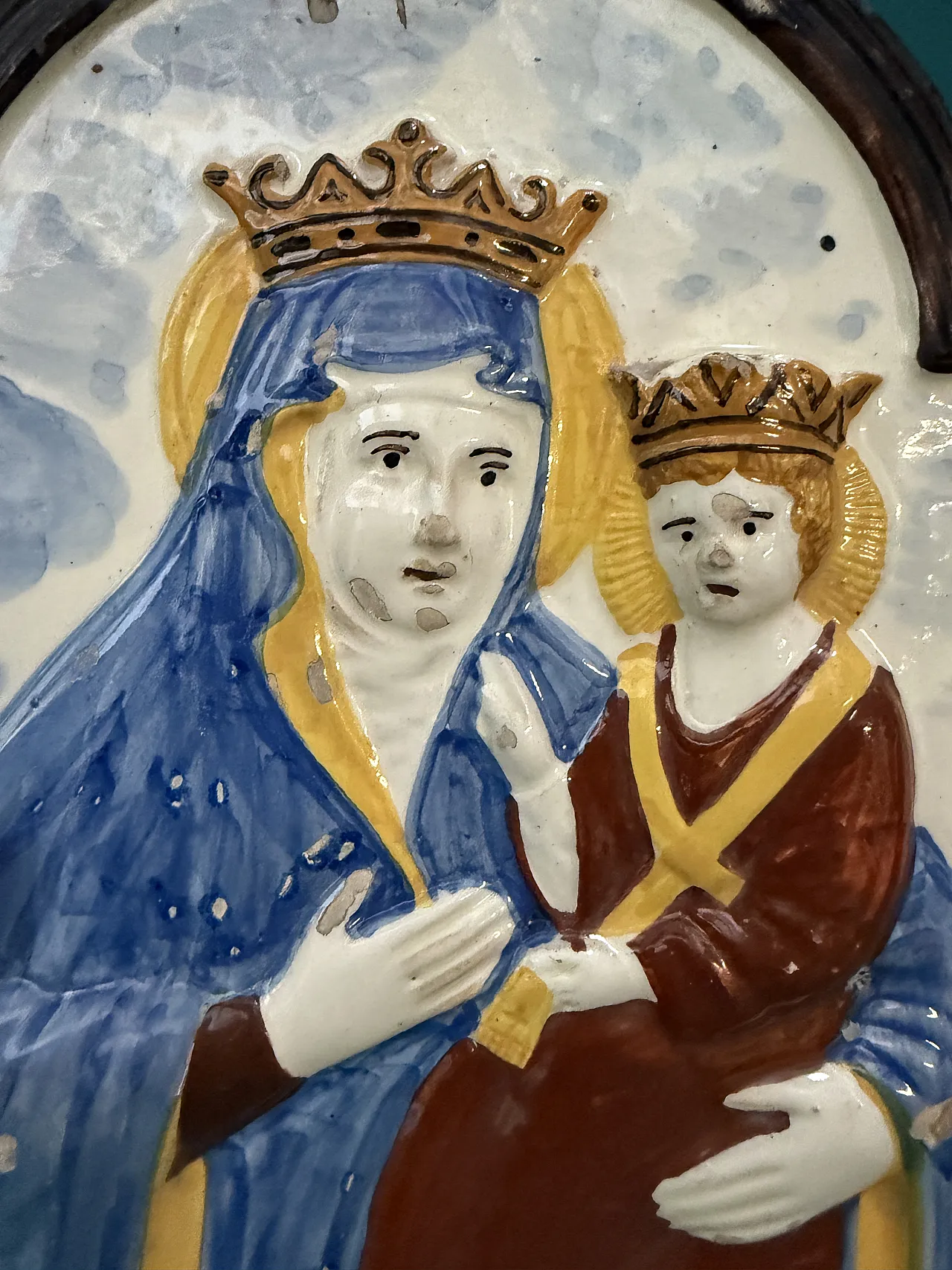 Targa devozionale in maiolica raffigura la Beata Vergine, ‘800 4