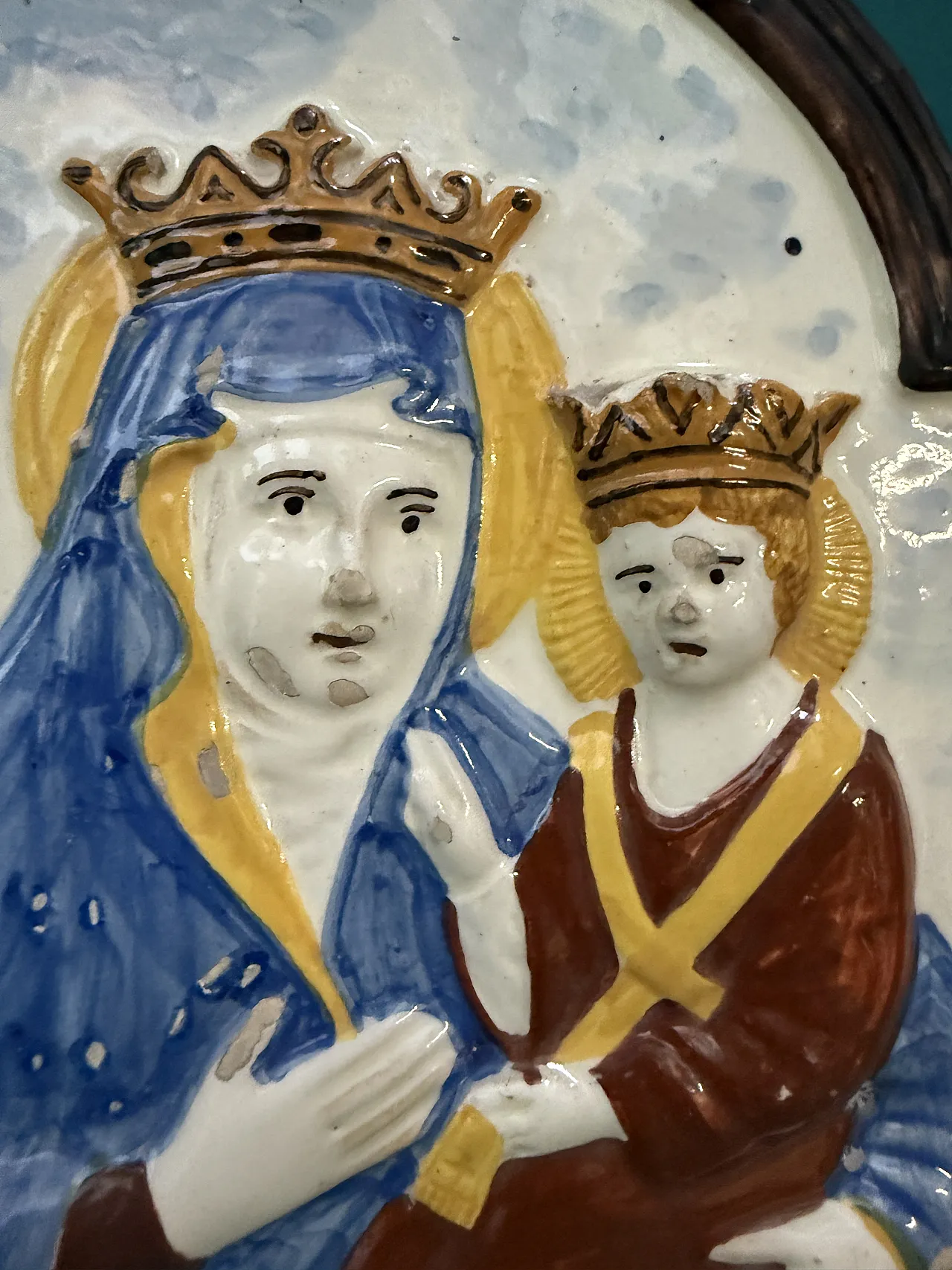 Targa devozionale in maiolica raffigura la Beata Vergine, ‘800 5