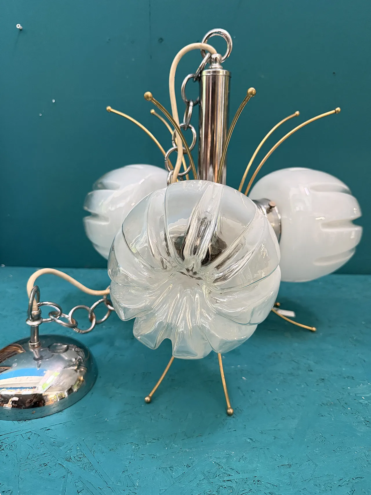 Lampadario Chandelier Mazzega Murano anni '70 1