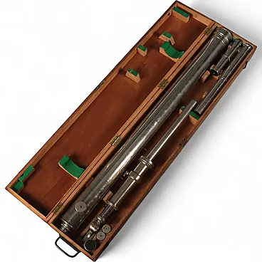 Salmoiraghi Milano spotting scope with wooden case, 20th century