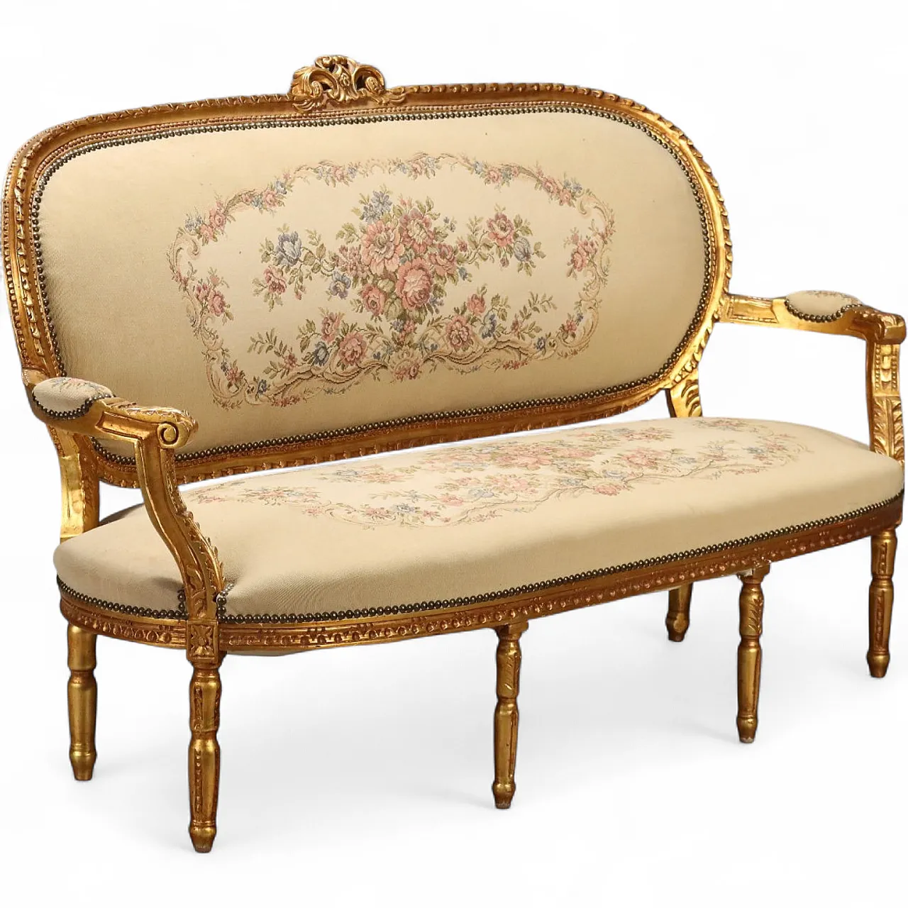 Neoclassical style sofa in gilded wood, early 20th century 11