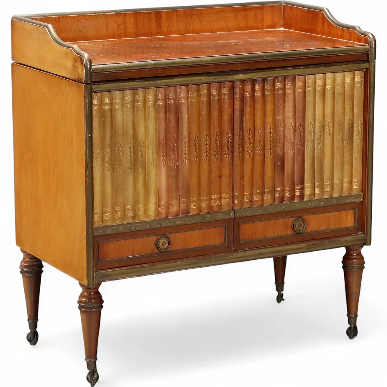 Mahogany bar cabinet with faux book doors, 20th century 11
