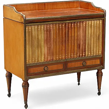 Mahogany bar cabinet with faux book doors, 20th century