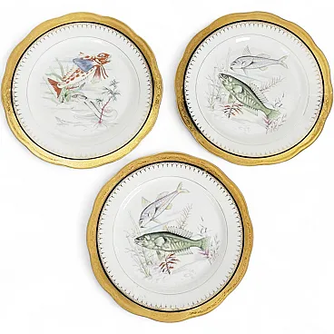 3 Ceramic plates with fish decoration, 1970s