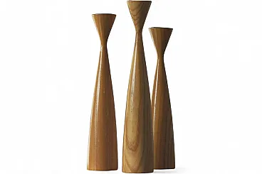 3 Scandinavian wooden candleholders, 20th century