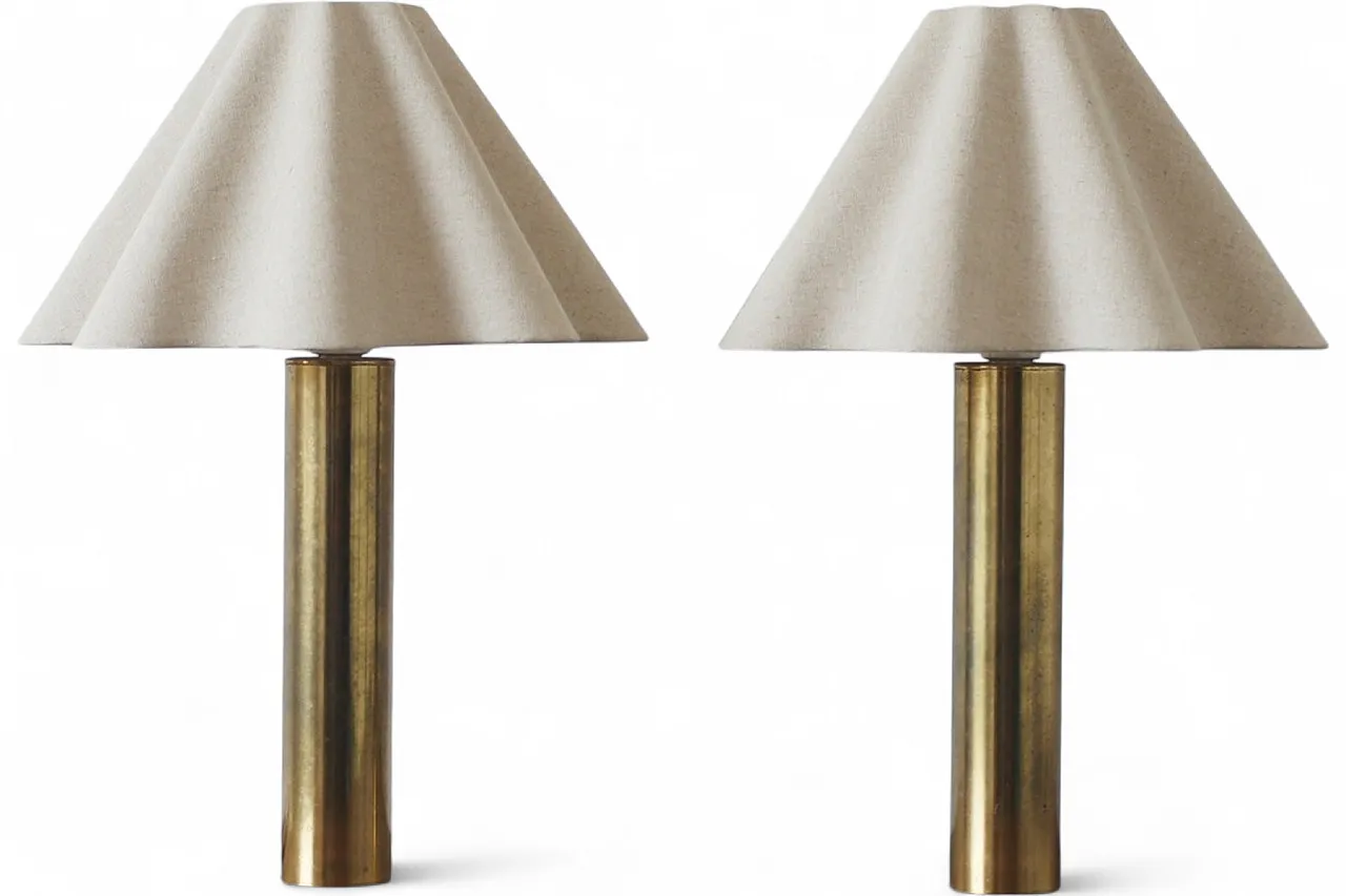 Pair of Scandinavian brass table lamp, 1960s 7
