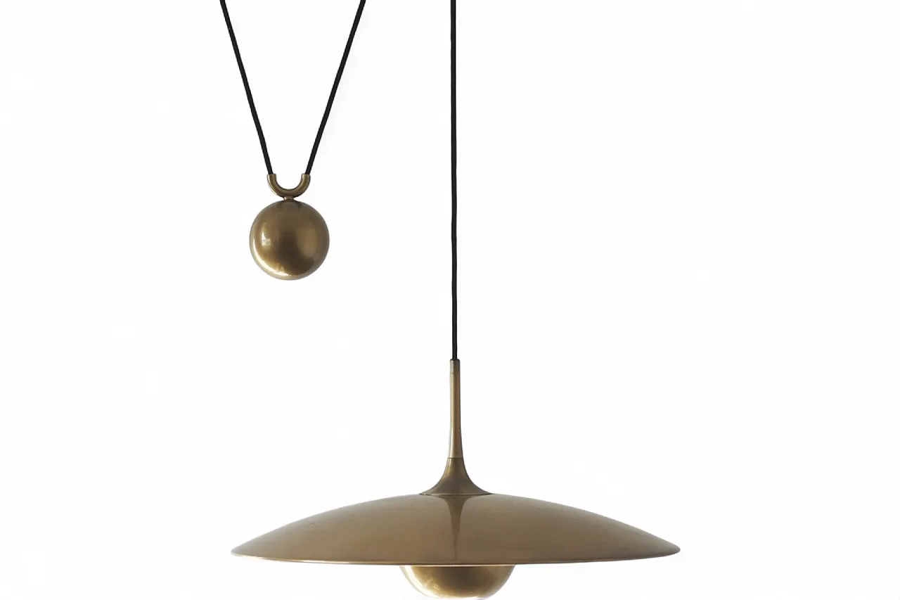 Lampada Onos 55 Counterbalance in ottone di Florian Schulz, anni '60 6