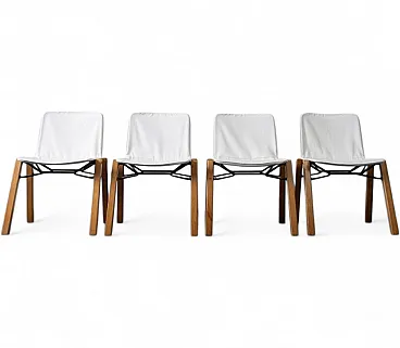 4 Chairs in white leather, 1970s