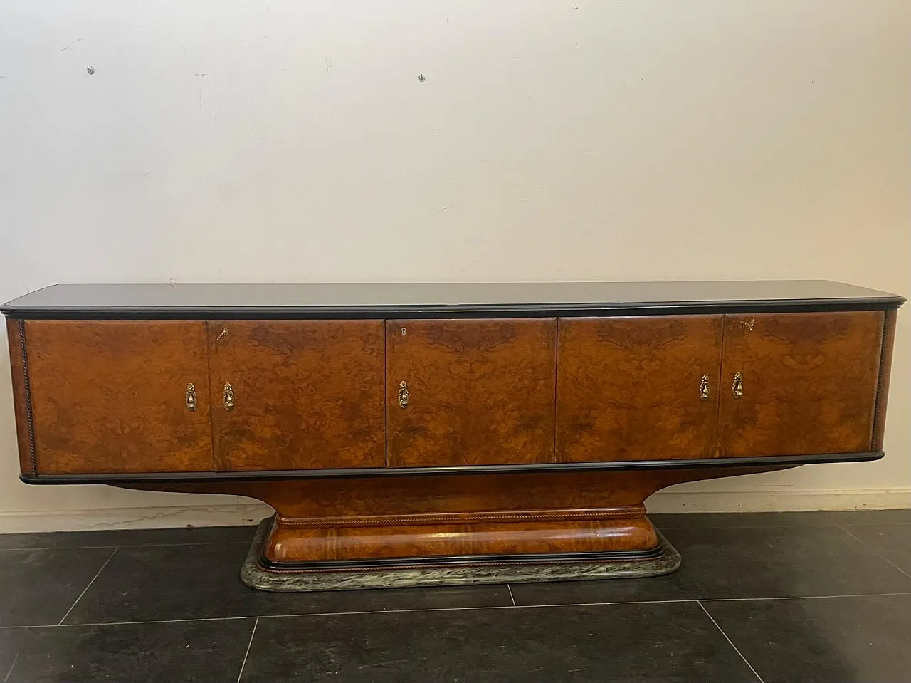 Art Deco Sideboard with Goblet Stand and Marble Base by Osvaldo Borsan 1