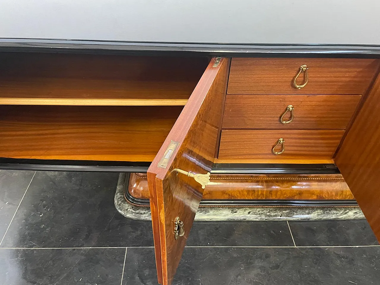 Art Deco Sideboard with Goblet Stand and Marble Base by Osvaldo Borsan 12