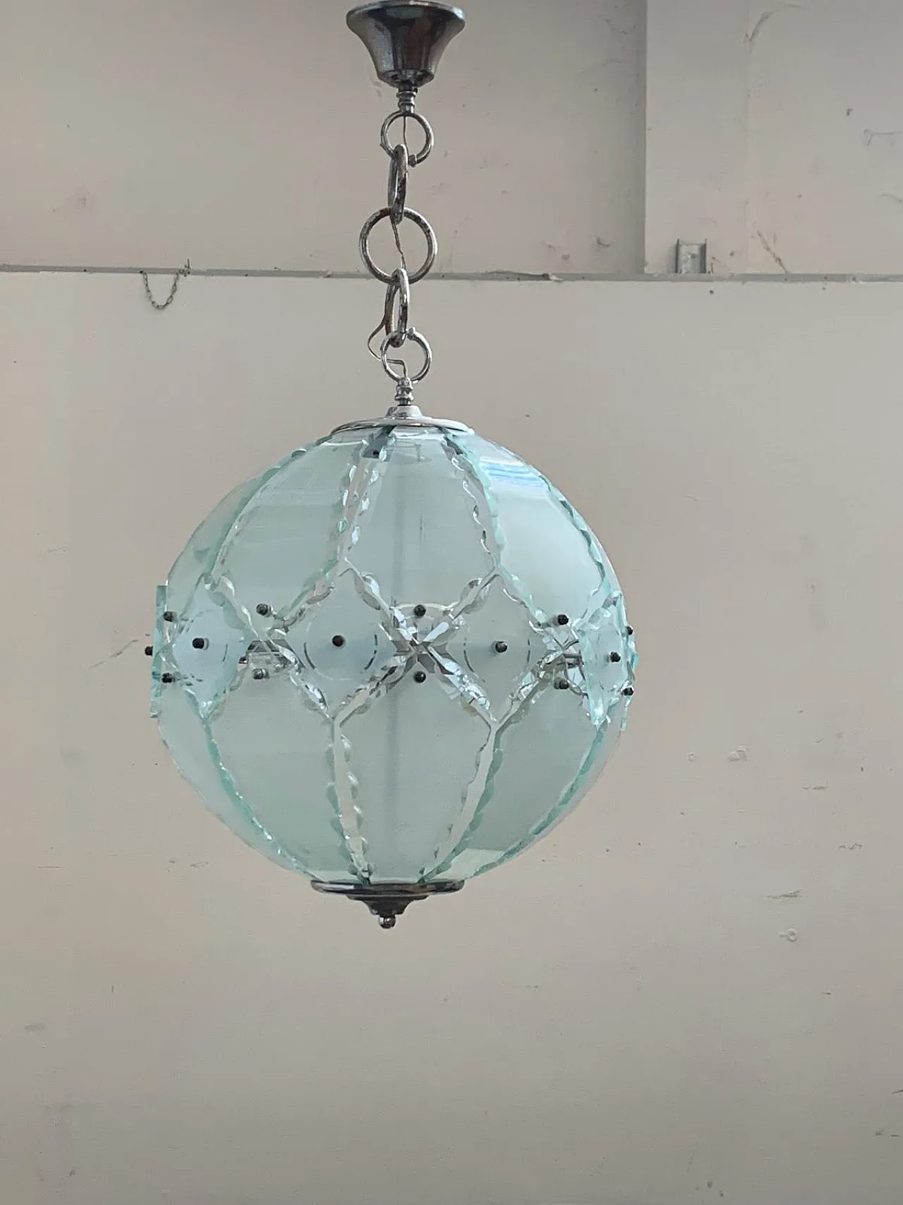 Pendant Lamp with Satin Glass Elements and Hot Chiselled Edges from Fo 2