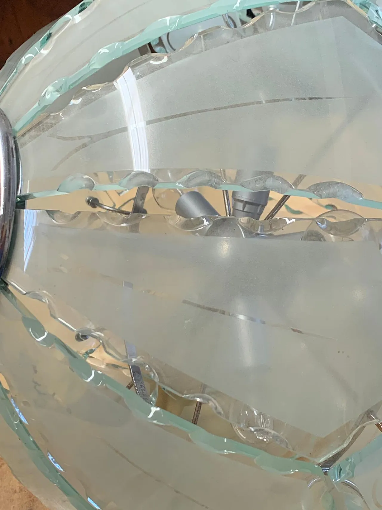 Pendant Lamp with Satin Glass Elements and Hot Chiselled Edges from Fo 8