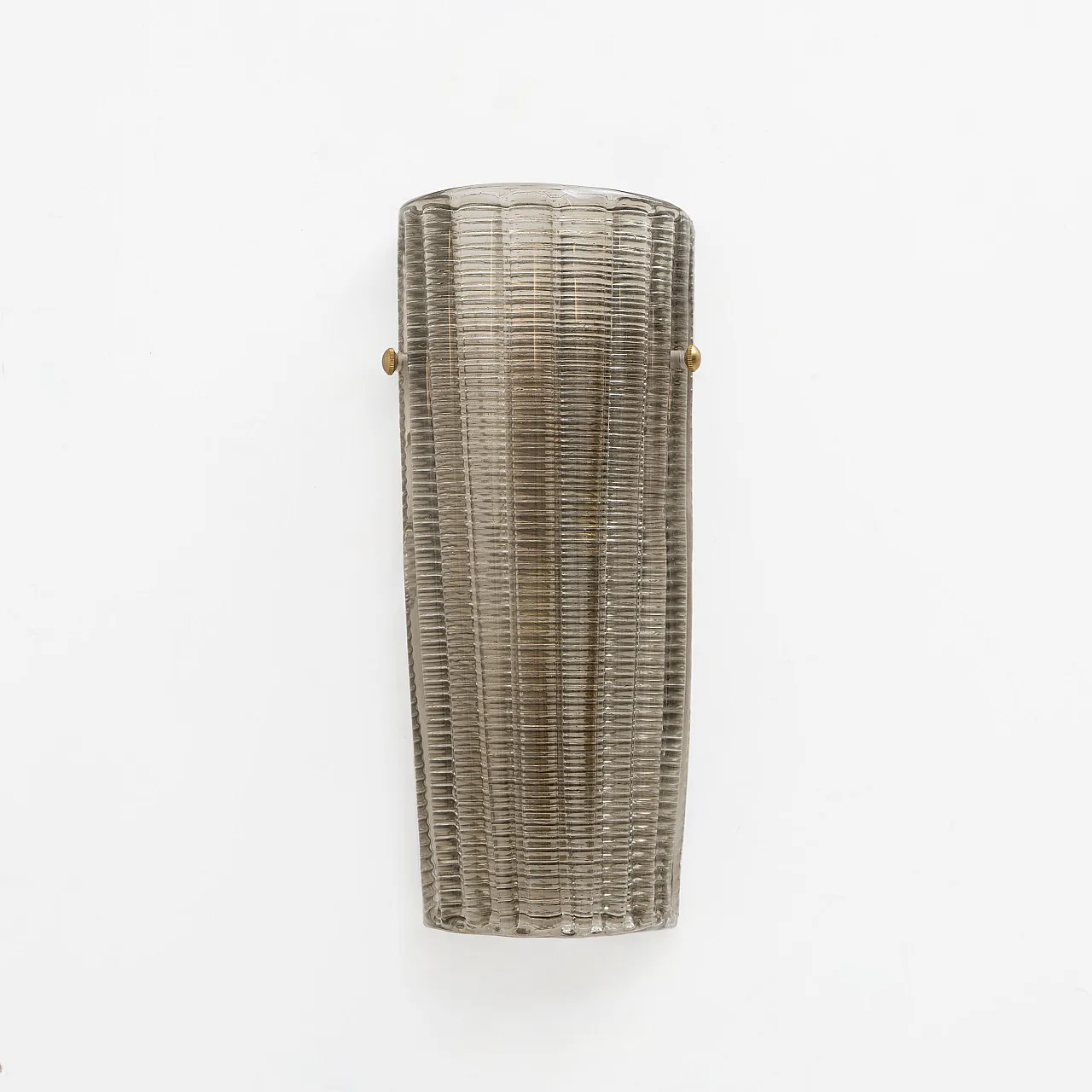 Pair of Murano glass wall sconces Smoked glass and brass, 2000s 2