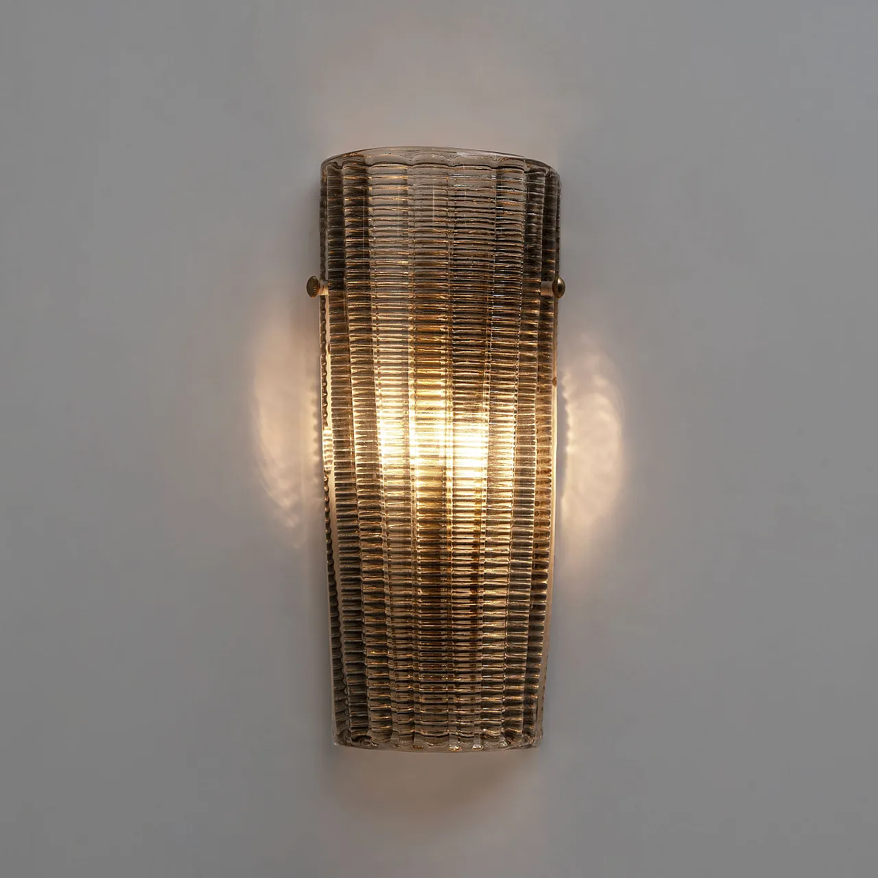 Pair of Murano glass wall sconces Smoked glass and brass, 2000s 5