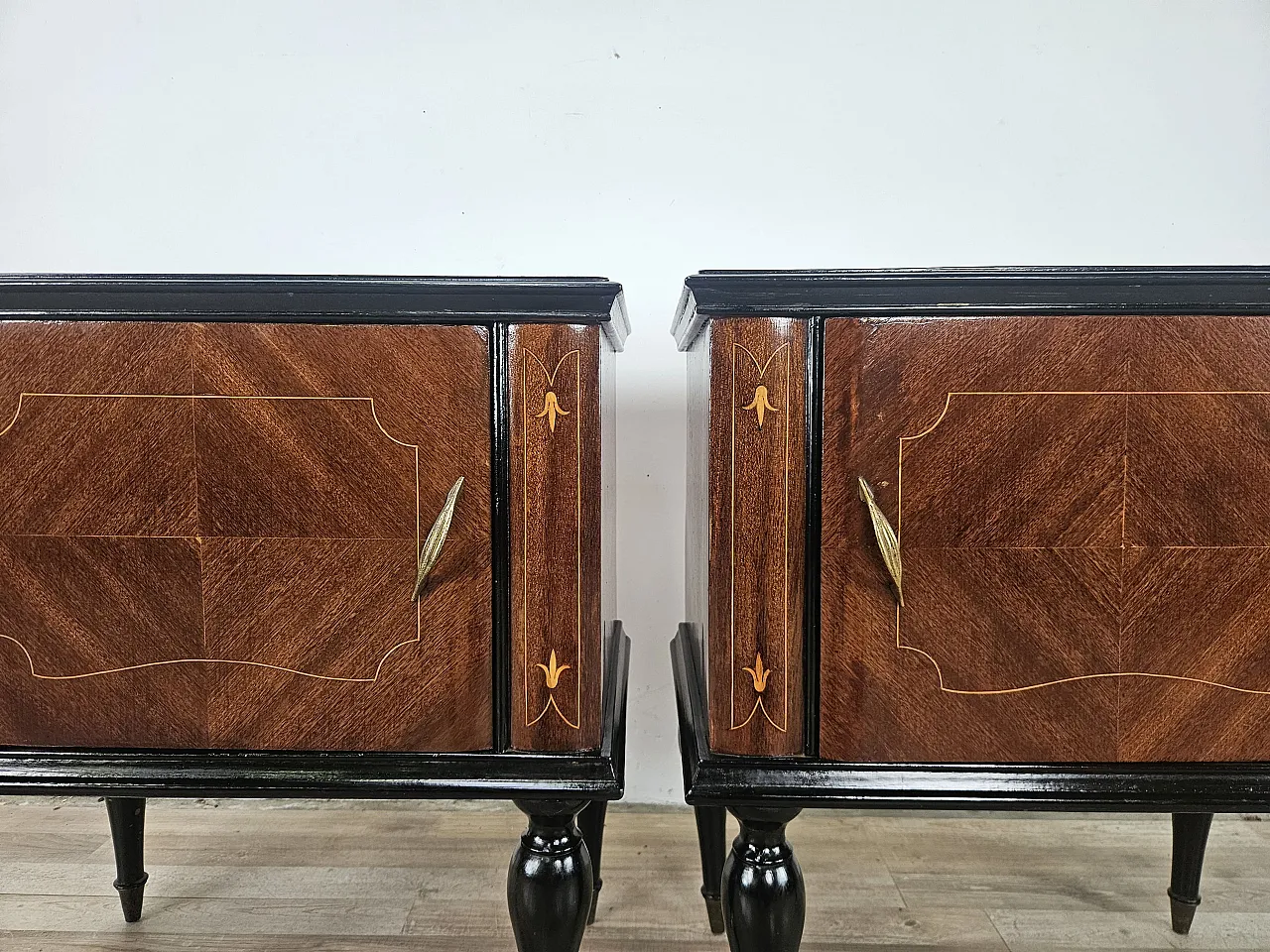 1960s mahogany burl bedside tables with glass top 11