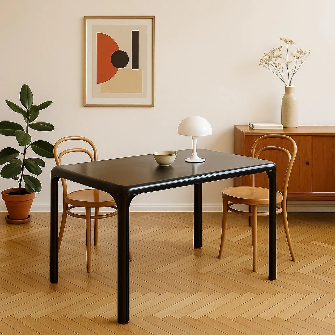 Plastic dining table with rectangular top, 20th century 2