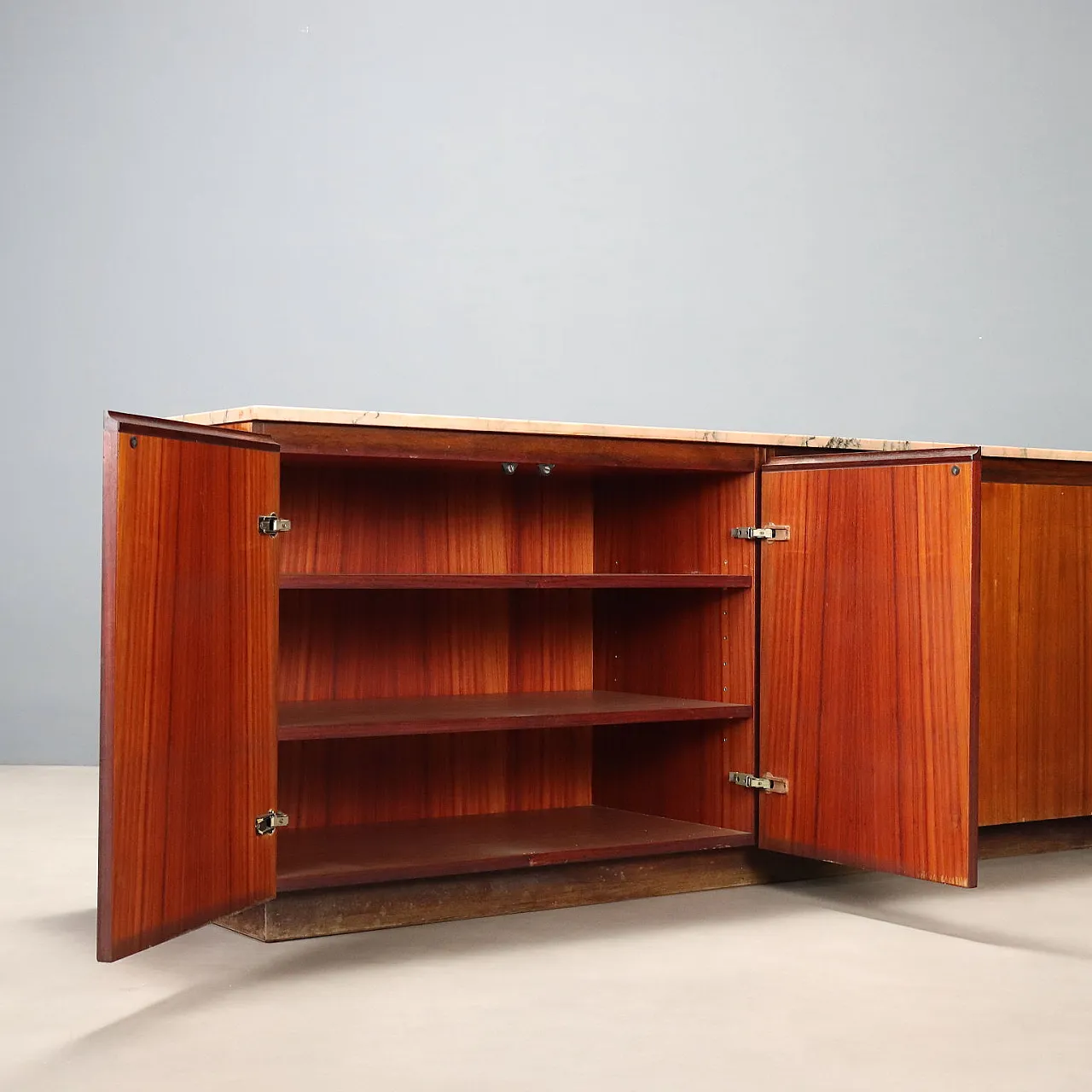 Credenza in legno e marmo, anni '60 3