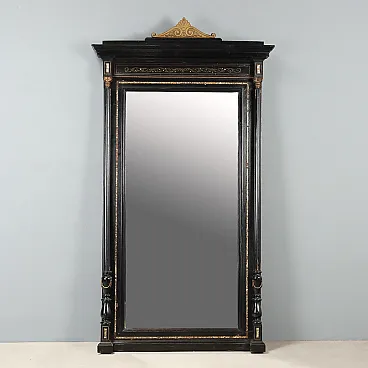 Ebonized wood mirror with mother of pearl, 19th century