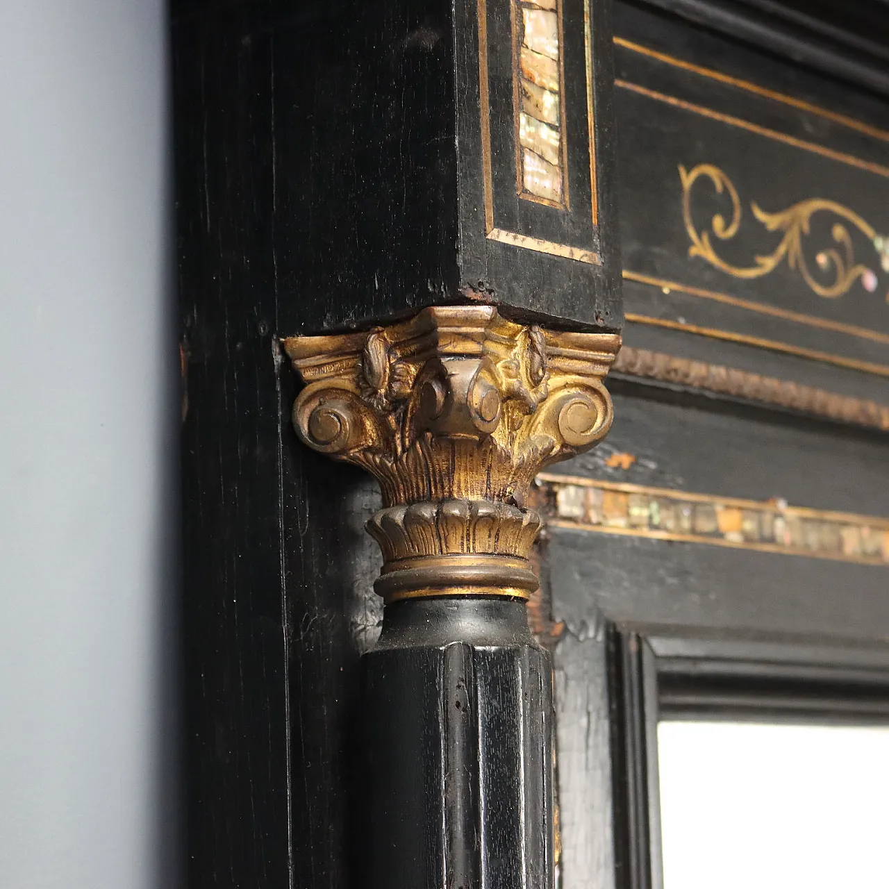 Specchiera in legno ebanizzato con madreperla, '800 6