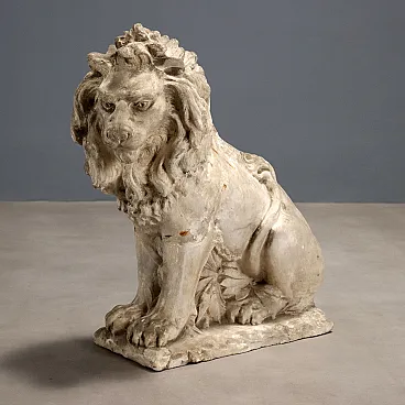Plaster sculpture depicting a seated lion, 19th century