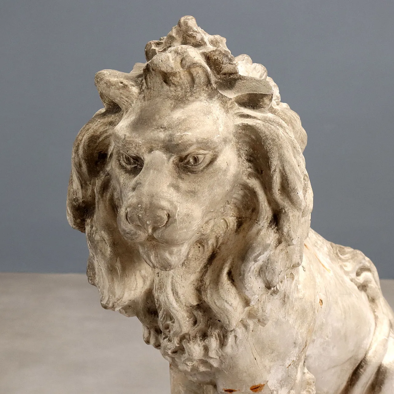 Plaster sculpture depicting a seated lion, 19th century 3