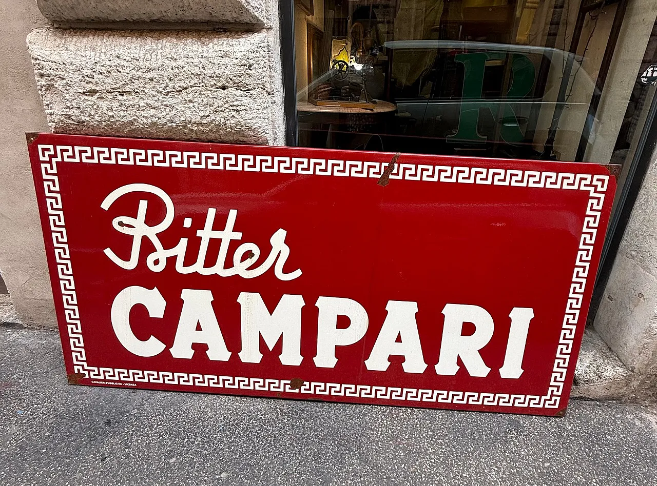 Enamelled metal Campari Bitter sign, 1960s 2