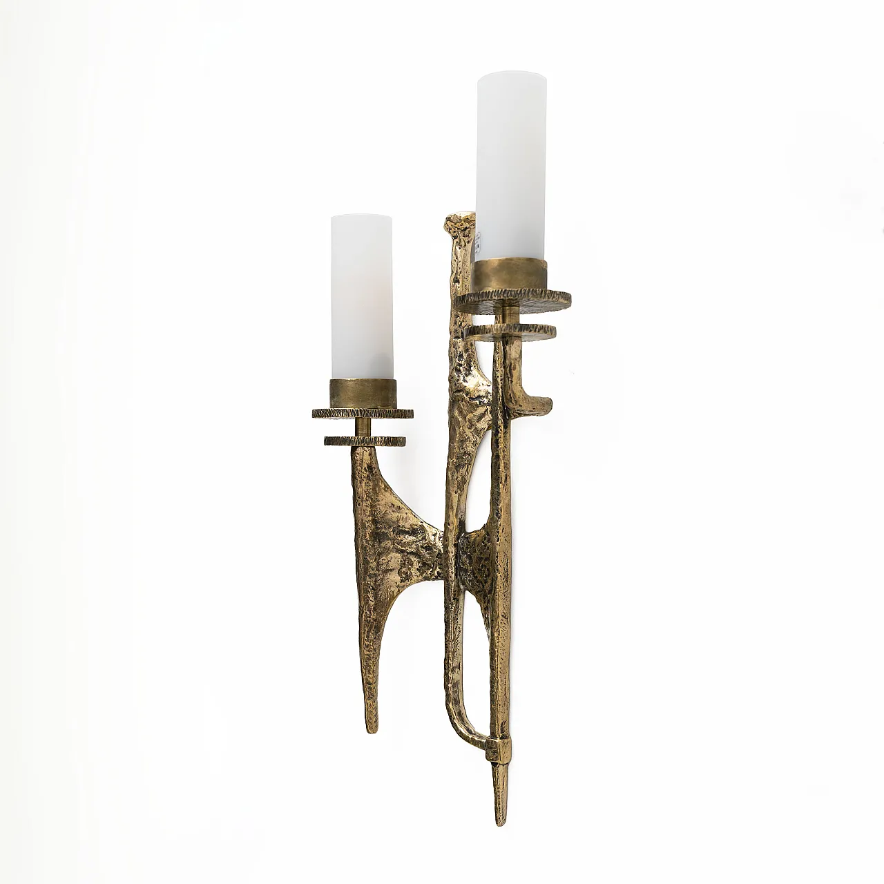 Pair of Brutalist Bronze and Murano Glass Wall Lights 4