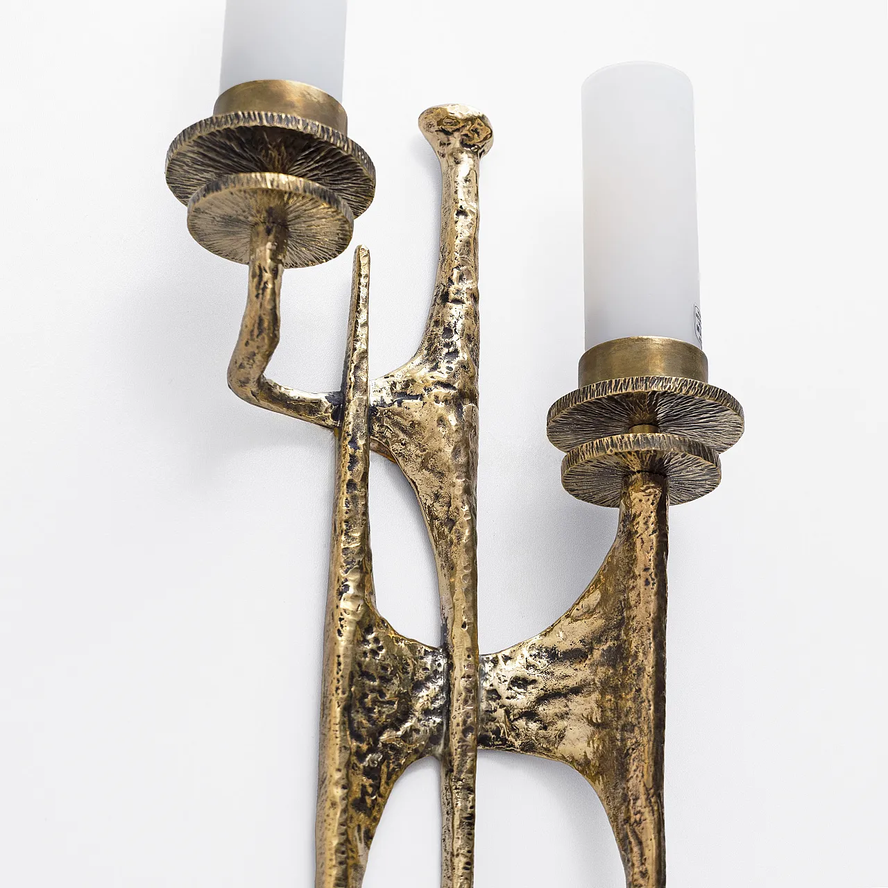 Pair of Brutalist Bronze and Murano Glass Wall Lights 5