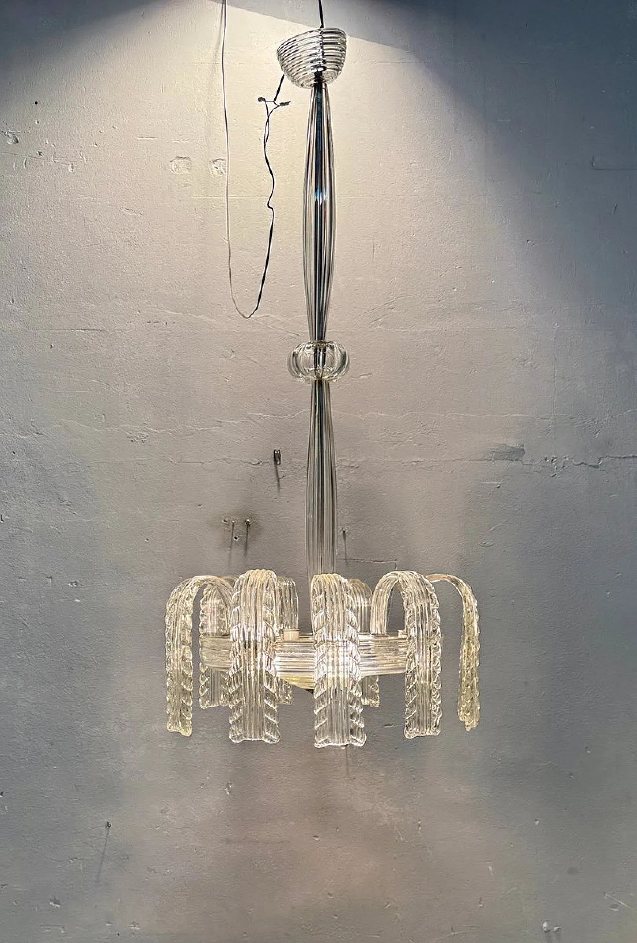 Lampadario in vetro di Murano di Venini, anni '40 1