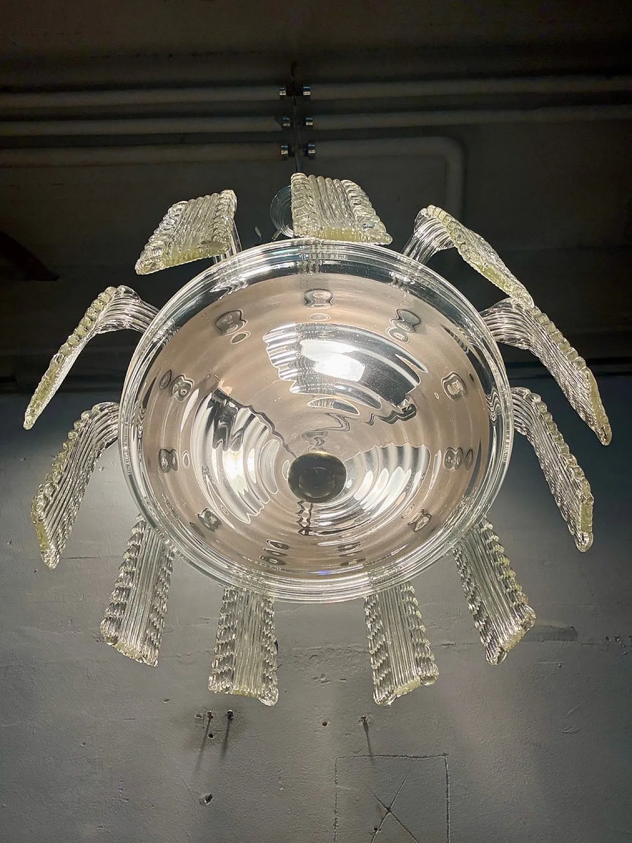 Lampadario in vetro di Murano di Venini, anni '40 2