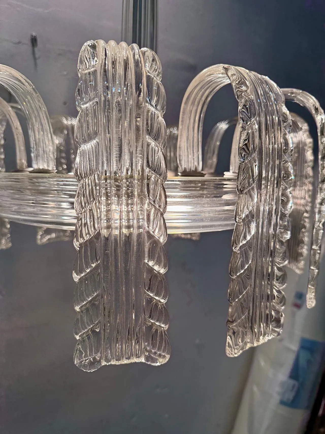 Lampadario in vetro di Murano di Venini, anni '40 4