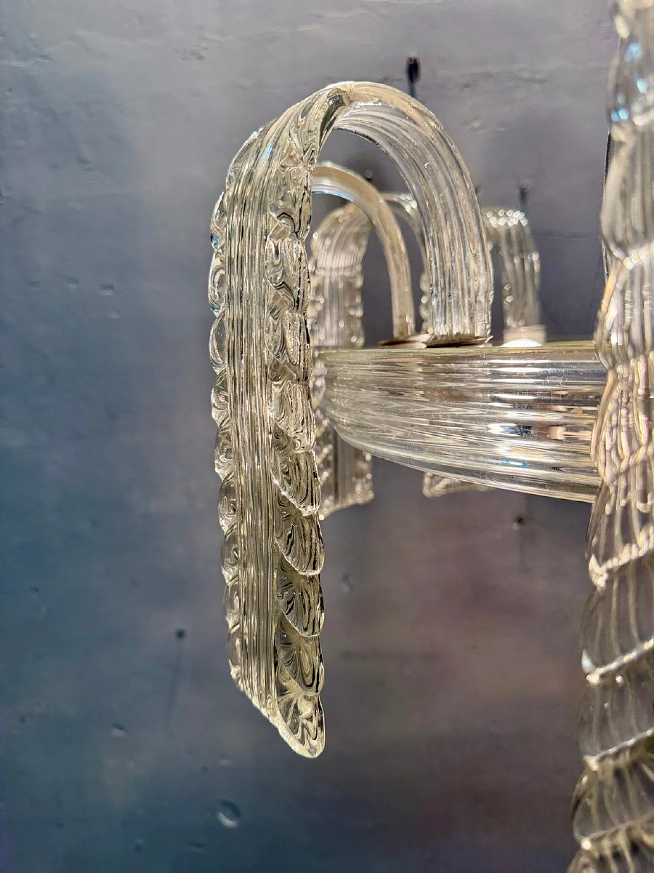 Lampadario in vetro di Murano di Venini, anni '40 6