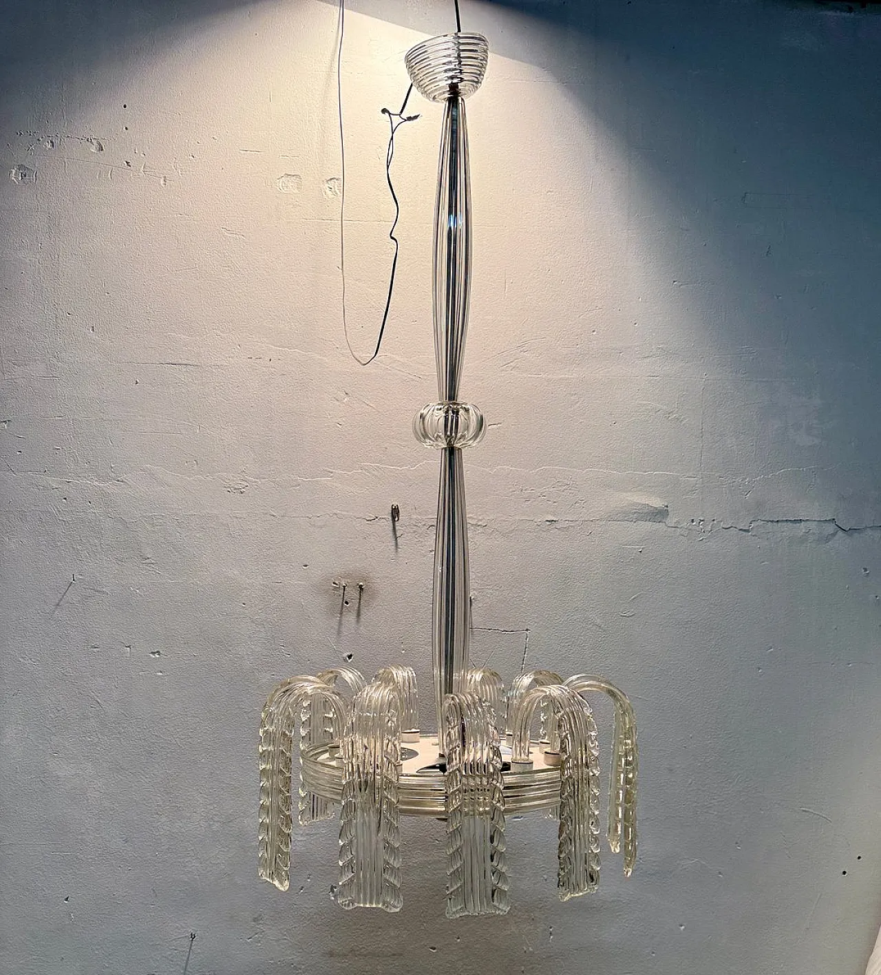 Lampadario in vetro di Murano di Venini, anni '40 7