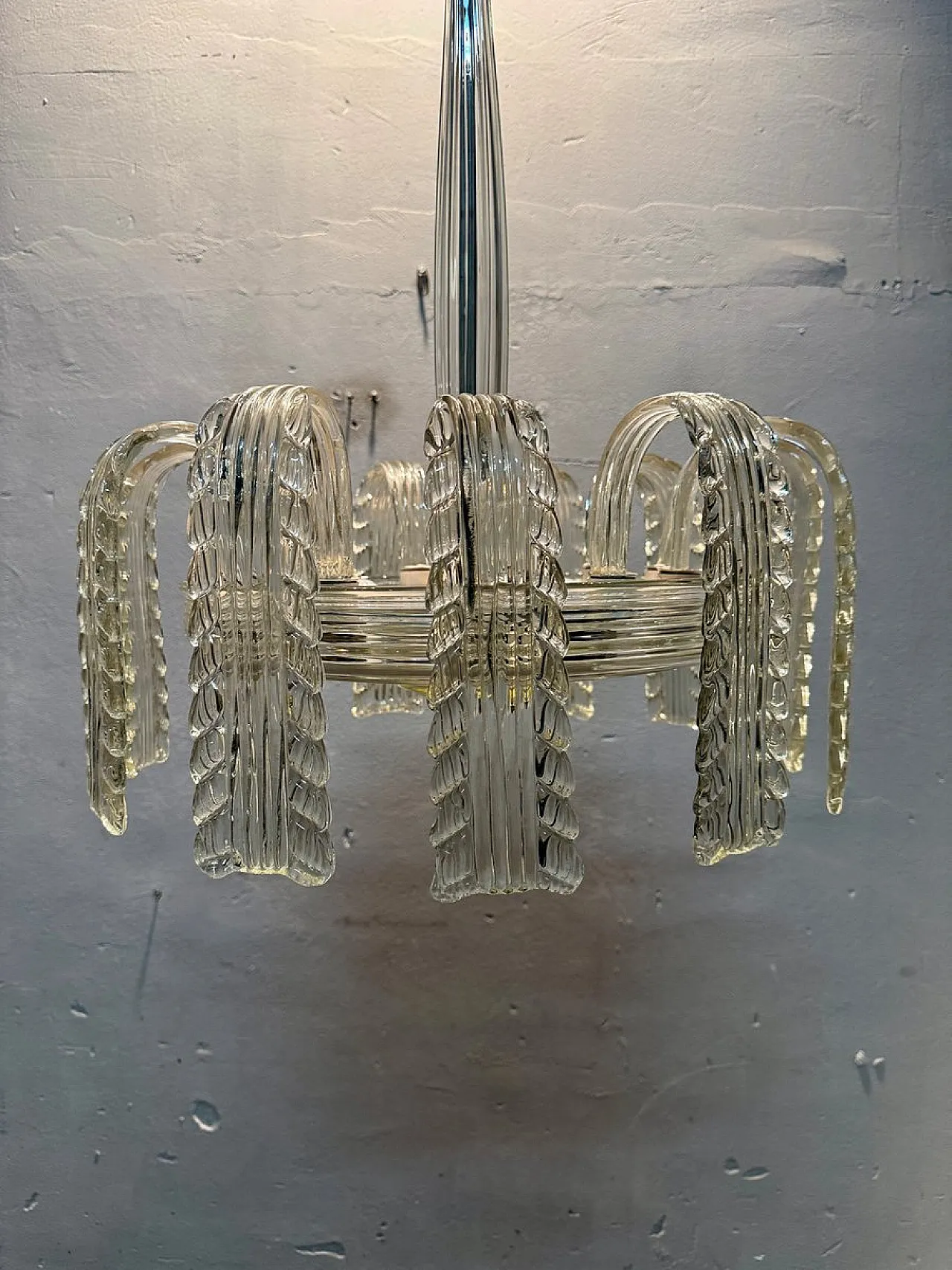 Lampadario in vetro di Murano di Venini, anni '40 9
