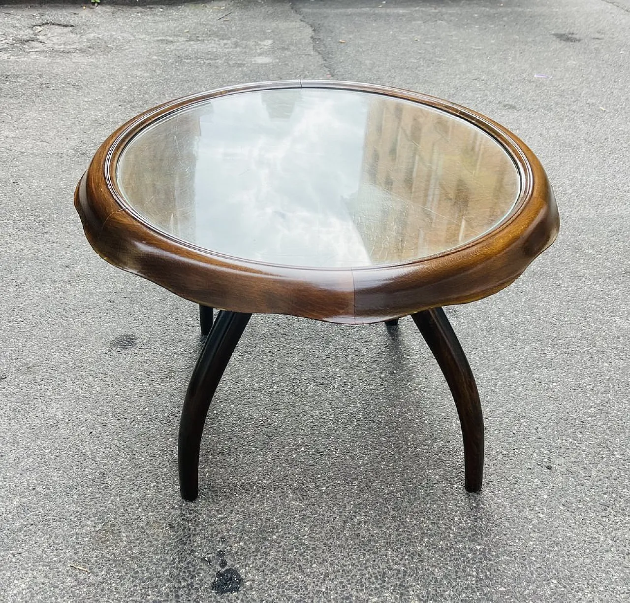 Wooden coffee table with crystal by Osvaldo Borsani for ABV, 1960s 1