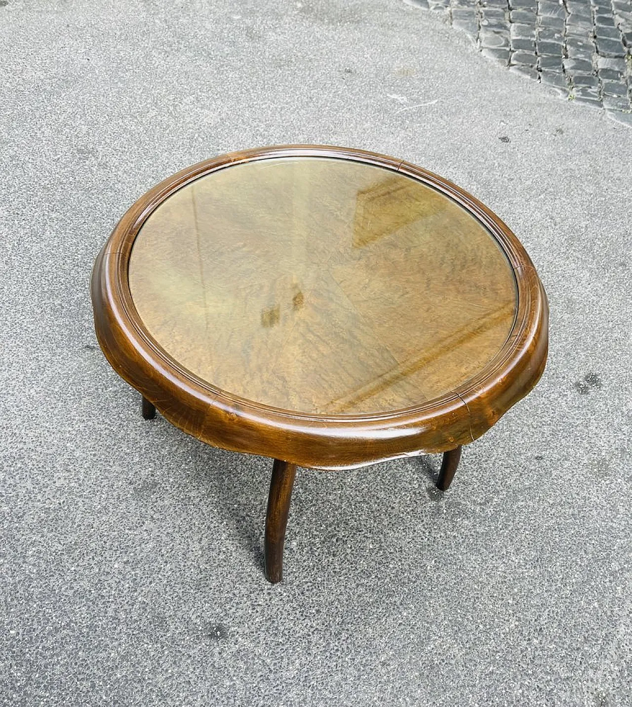 Wooden coffee table with crystal by Osvaldo Borsani for ABV, 1960s 4