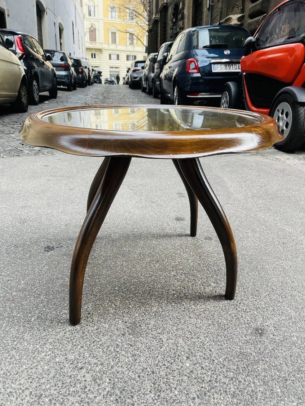 Wooden coffee table with crystal by Osvaldo Borsani for ABV, 1960s 6