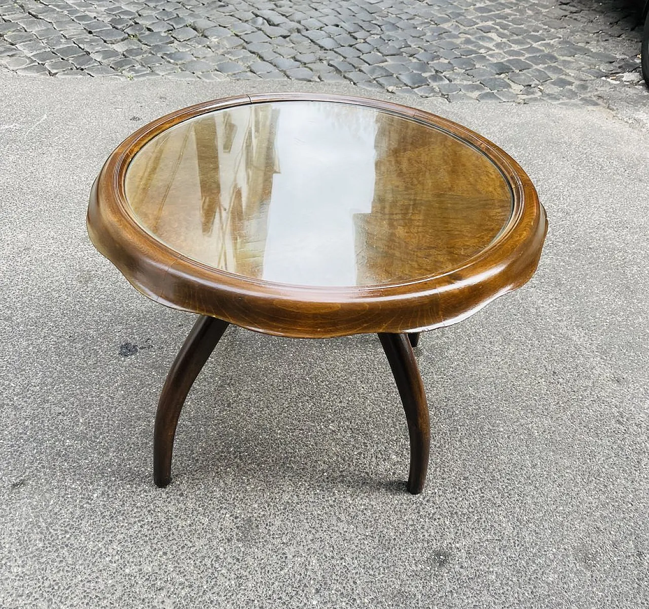 Wooden coffee table with crystal by Osvaldo Borsani for ABV, 1960s 7