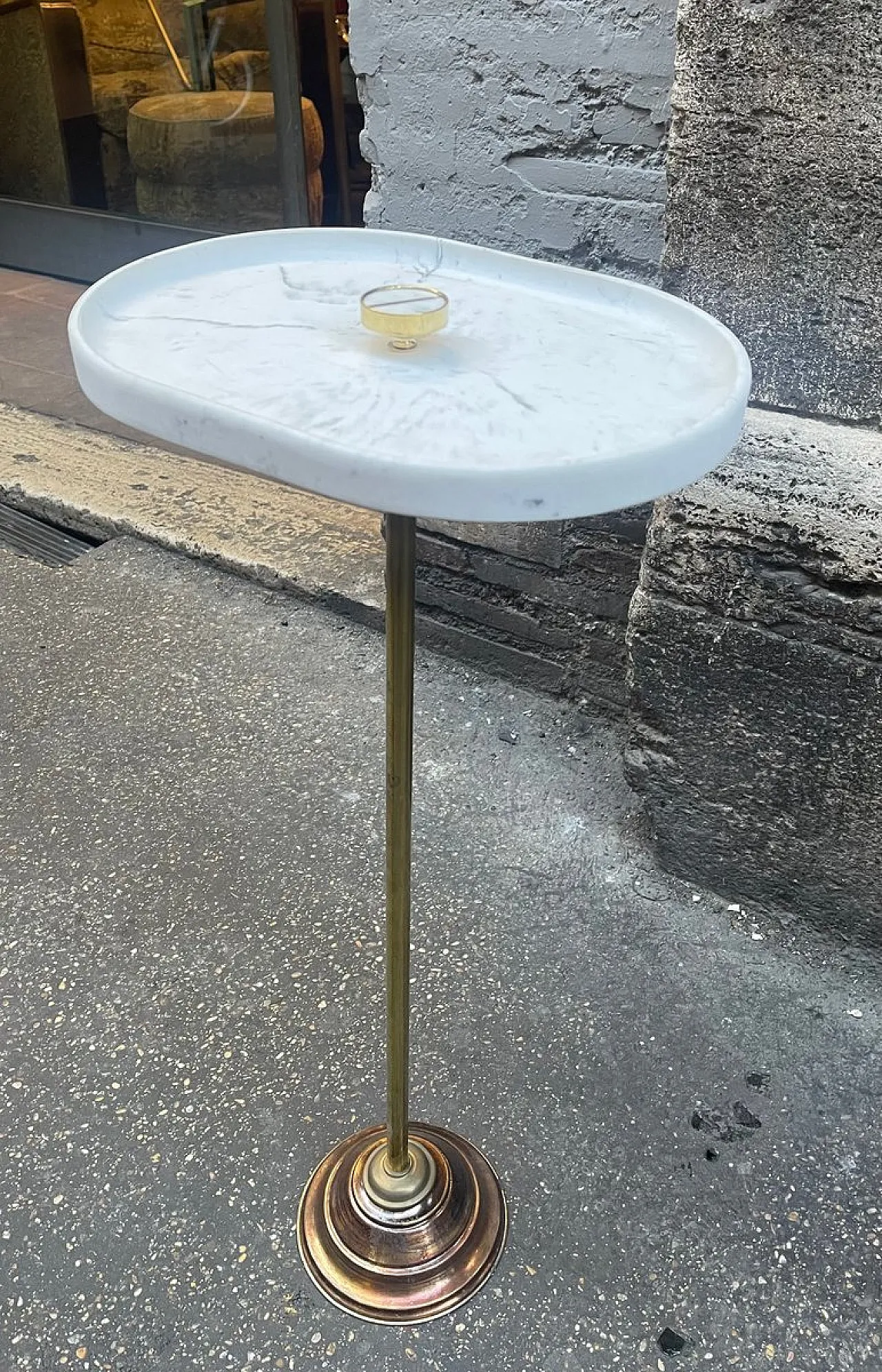 Brass and marble coin tray table, 1960s 1