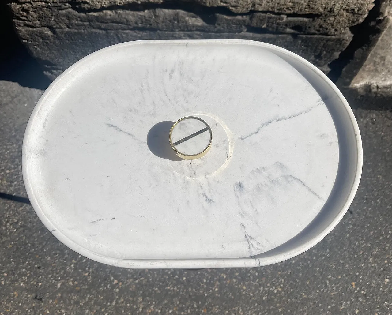 Brass and marble coin tray table, 1960s 2