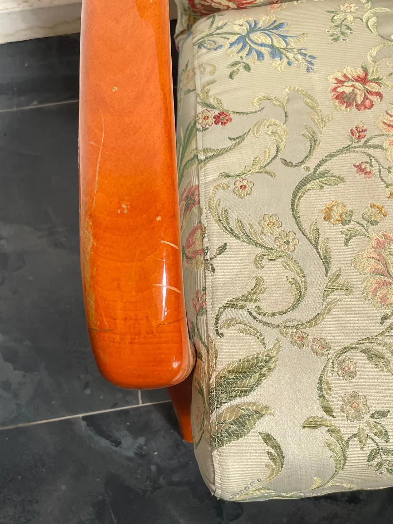 Pair of Italian Lounge Chairs in Orange-Stained Beech, 1960s 9