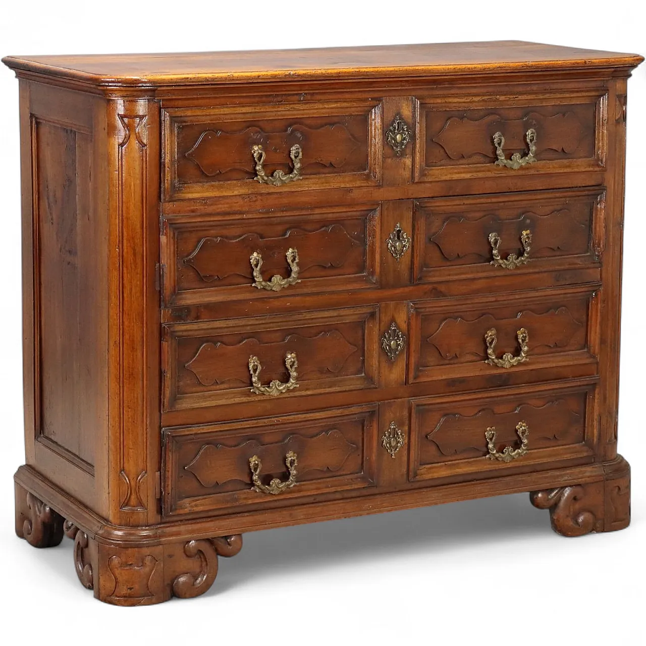 Baroque walnut chest of drawers with molded drawers, 18th century 11
