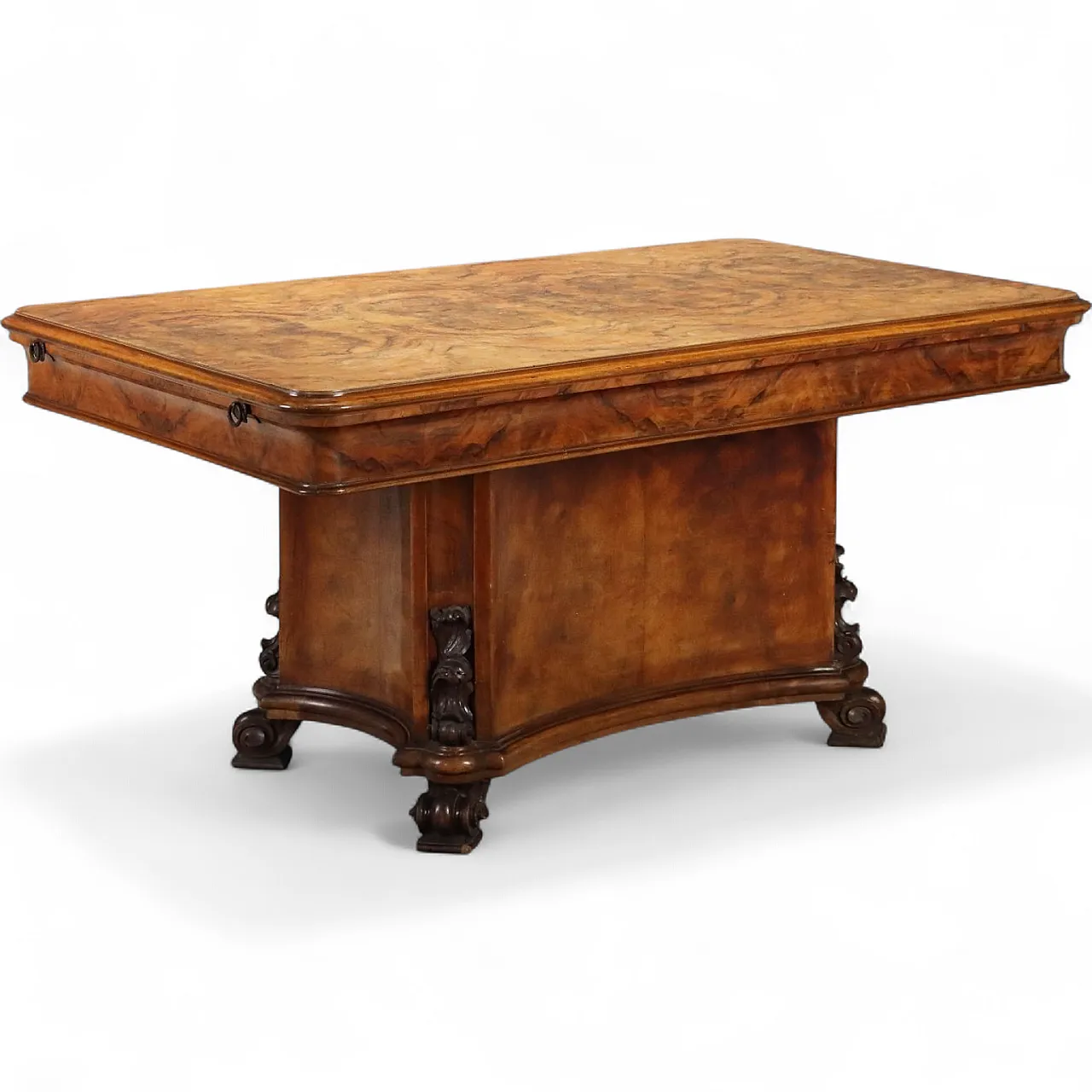 Art Deco table in walnut and walnut burl, 20th century 11