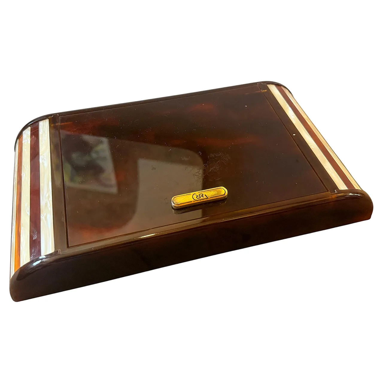 Faux tortoiseshell lucite games box by Renzo Romagnoli, 1970s 2