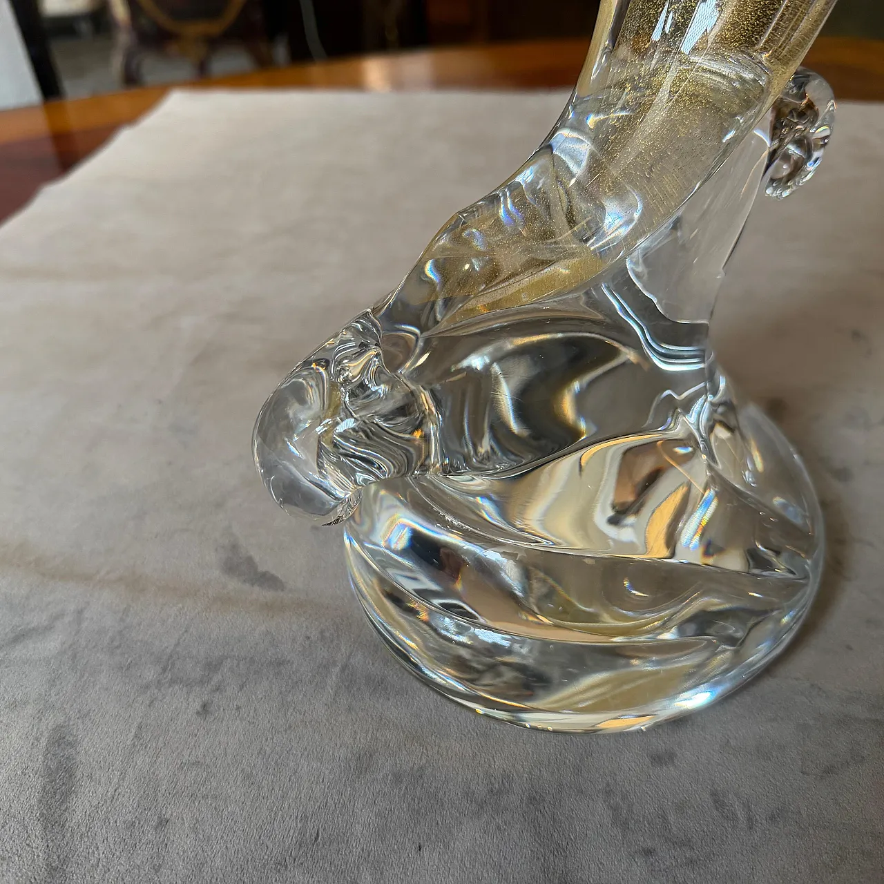 Barovier style modern white and gold Murano glass dolphin, 1990s 9