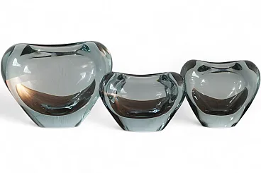 3 Blue heart vases by Per Lütken for Orrefors, mid-20th century