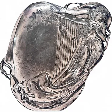 Art Nouveau silvered metal vide-poche reclining woman, 1920s