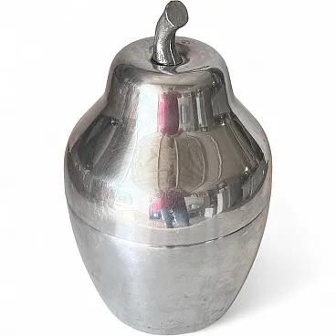 Pear-shaped ice bucket, silver finish with mirrored effect, 1970s